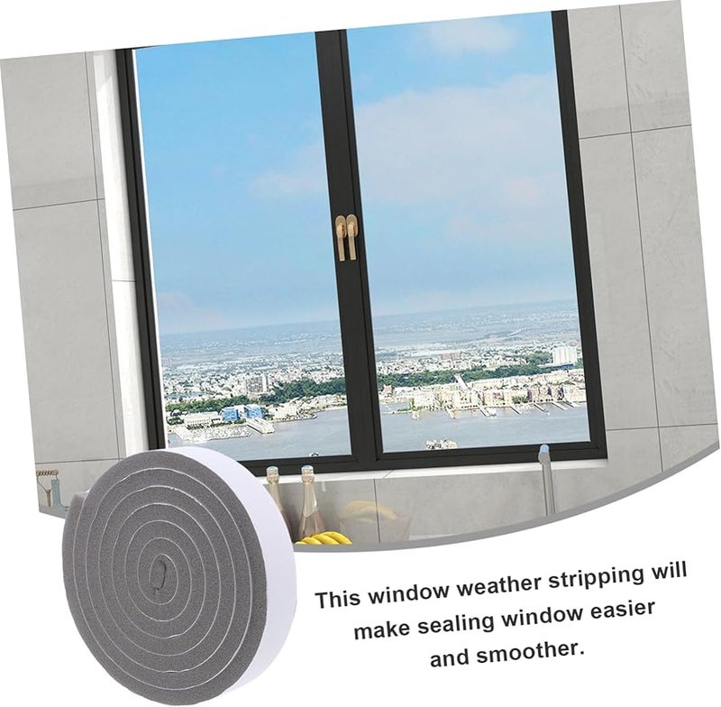 2 Rolls Gray Foam Weather Stripping Soundproof Seal Tape for Doors Easy Install Windproof Draft Stopper - Image 2